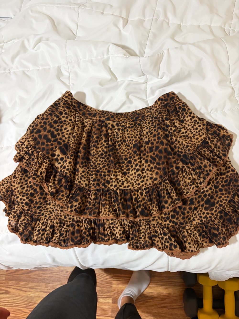 aerie Leopard Print Ruffle Skort - Brown/Black